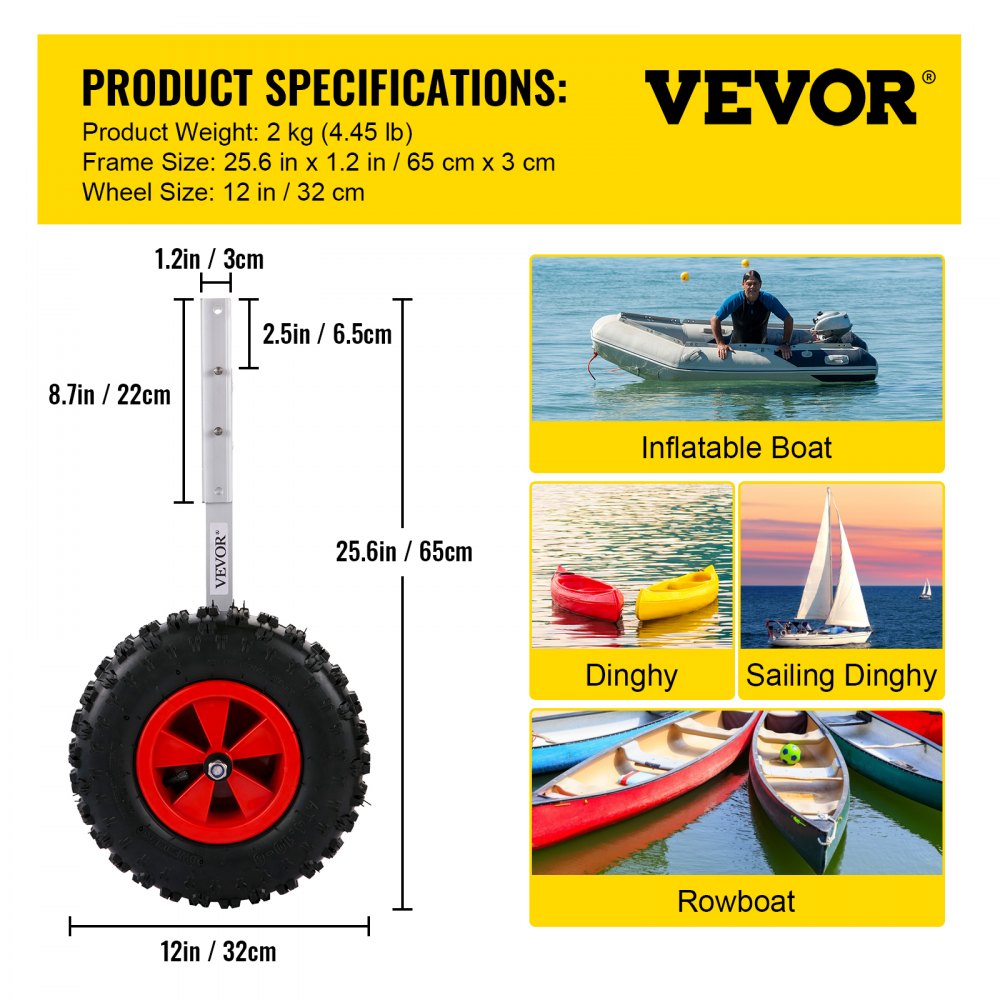 CYXSL12600 - 12" VEVOR Boat Launch Wheels with 600 lbs Capacity