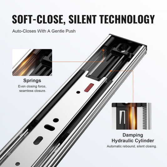 4605S2.600-10 - 24" Heavy-Duty Drawer Slides with Soft-Close Mechanism