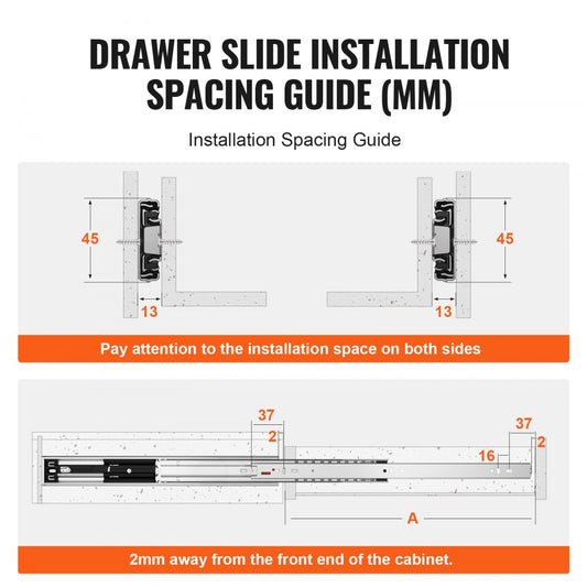4605S2.500-10 - Heavy-Duty 20" Drawer Slides with Soft-Close Mechanism