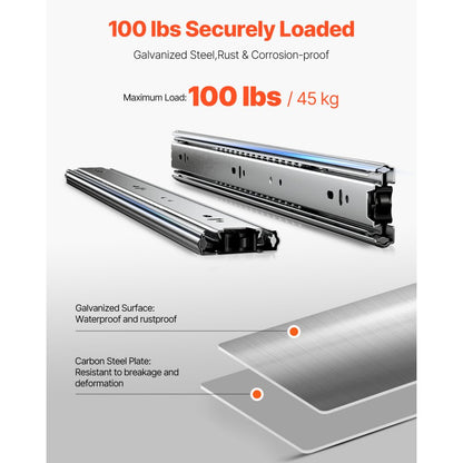 4530.450.ZC - Heavy-Duty 18" Drawer Slides, Galvanized Steel, 100 lbs Capacity