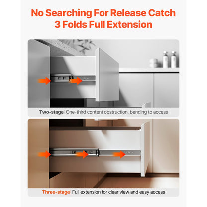 4530.500.ZC - 20" Full Extension Silent Drawer Slides, 100 lbs Capacity