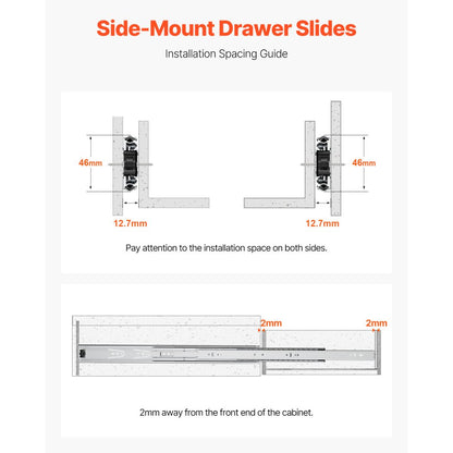 4530.550.ZC - Heavy-Duty 22" Side Mount Drawer Slides, 100lbs Capacity