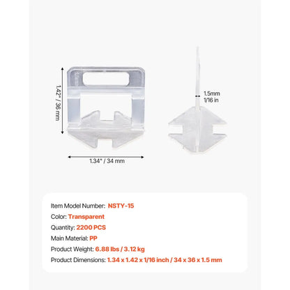 NSTY-15 - 2200pcs Tile Leveling Clips for Easy Floor & Wall Installation