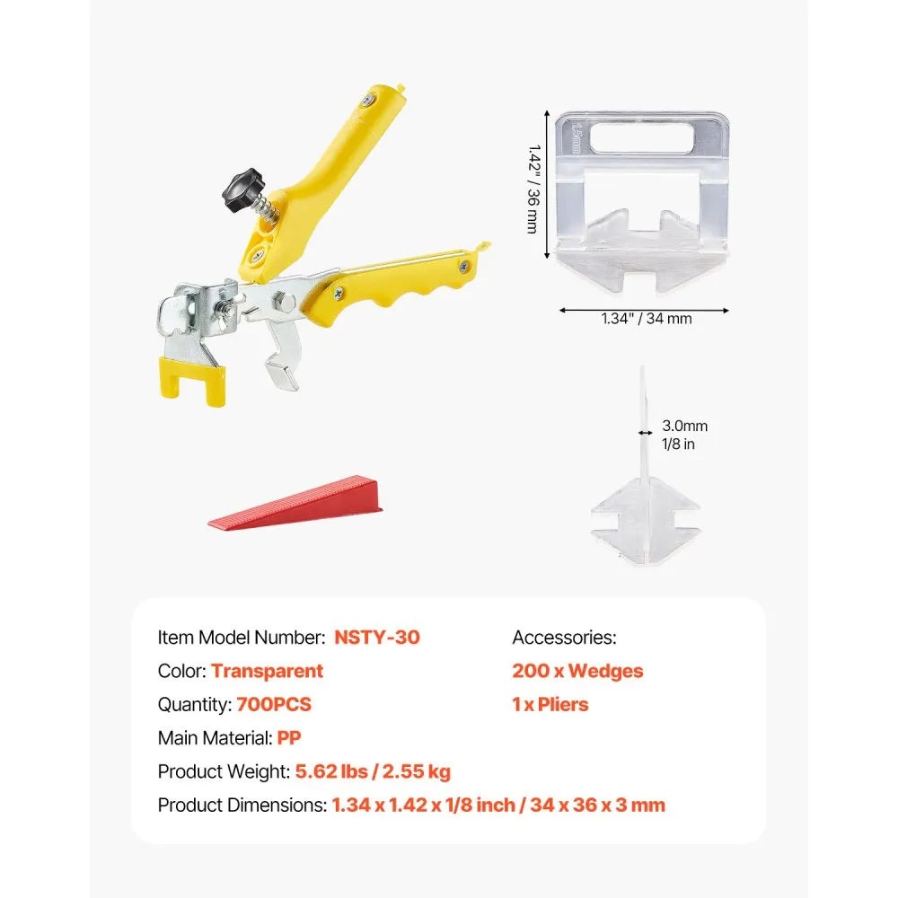 NSTY-30 - 700-Piece 1/8" Tile Leveling Kit for Easy Installation