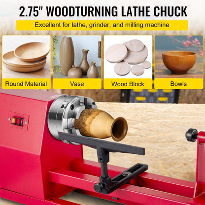 010407774309 - 2.75" VEVOR Wood Lathe Chuck with 1'' x 8 TPI Thread