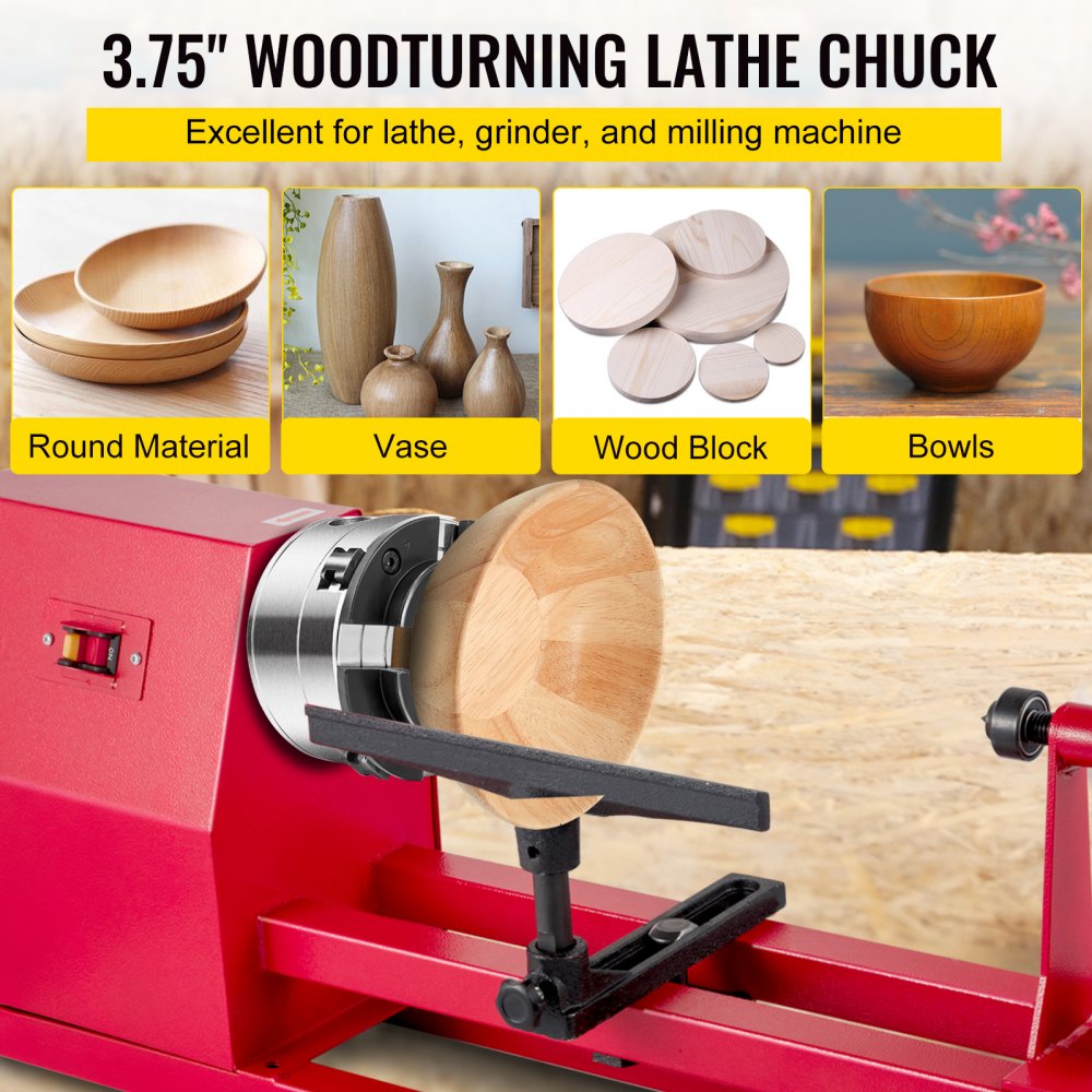 010811714575 - 3.75 in Self-Centering Wood Lathe Chuck for Easy Use