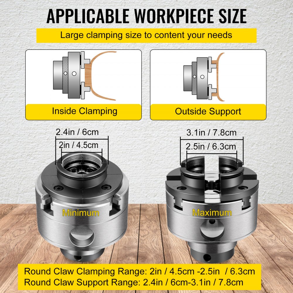 010811714575 - 3.75 in Self-Centering Wood Lathe Chuck for Easy Use