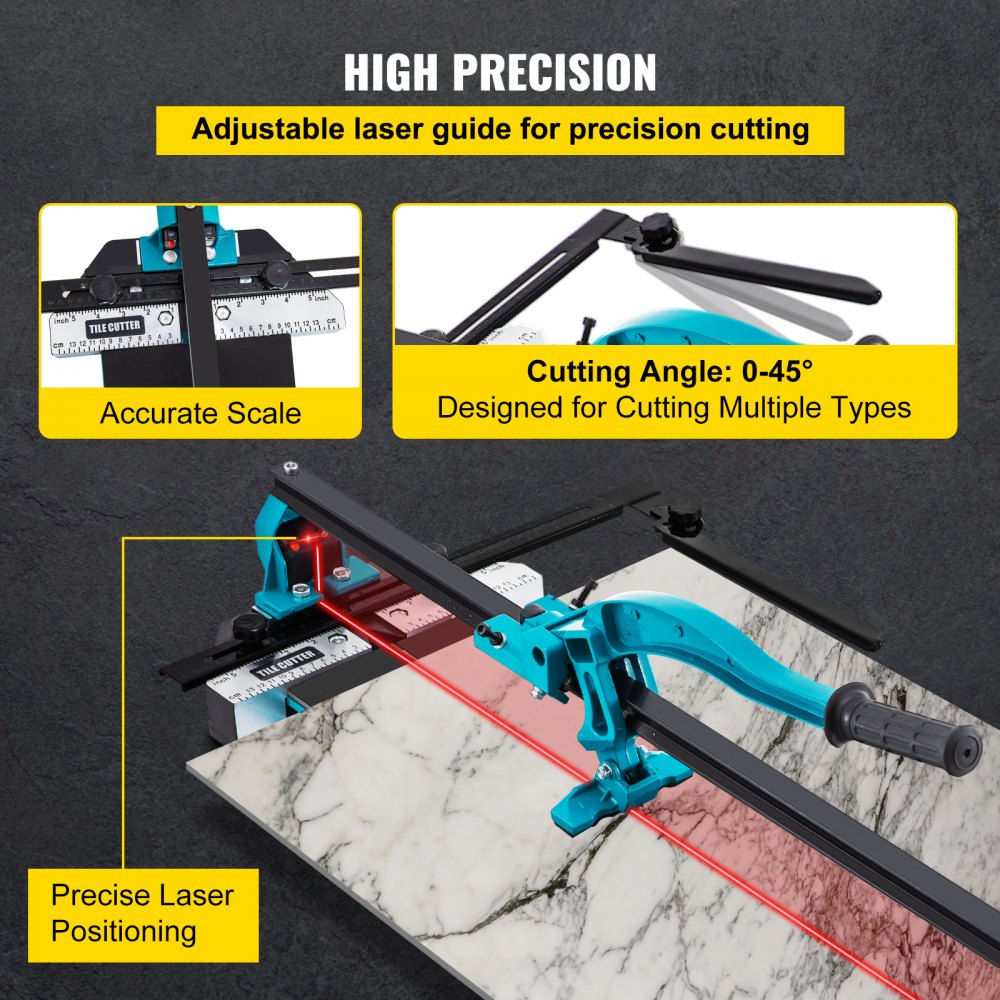 010596584932 - Precision 1200mm Tile Cutter with Infrared Laser & Ergonomic Handle