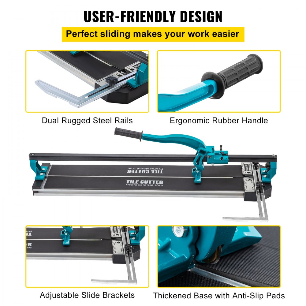 010124847290 - 31" Professional Manual Tile Cutter with Laser & Rubber Handle