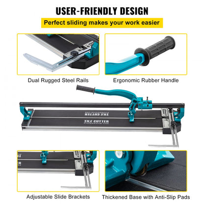 010124847290 - 31" Professional Manual Tile Cutter with Laser & Rubber Handle