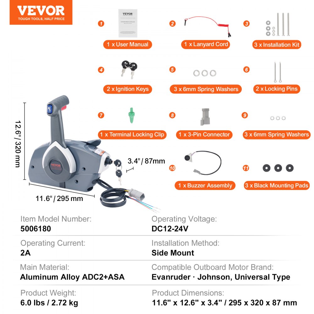 5006180 - Durable Evinrude Boat Throttle Control with Precise Operation
