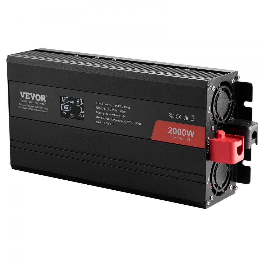 SGPE-2000W - 2000W VEVOR Pure Sine Wave Inverter with 2 AC & USB Ports