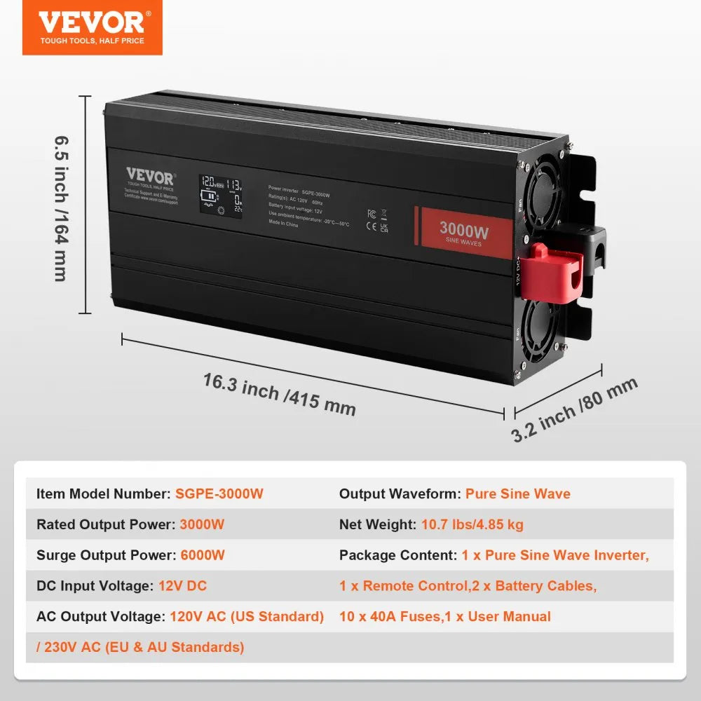 SGPE-3000W - 3000W Pure Sine Wave Inverter for Sensitive Devices