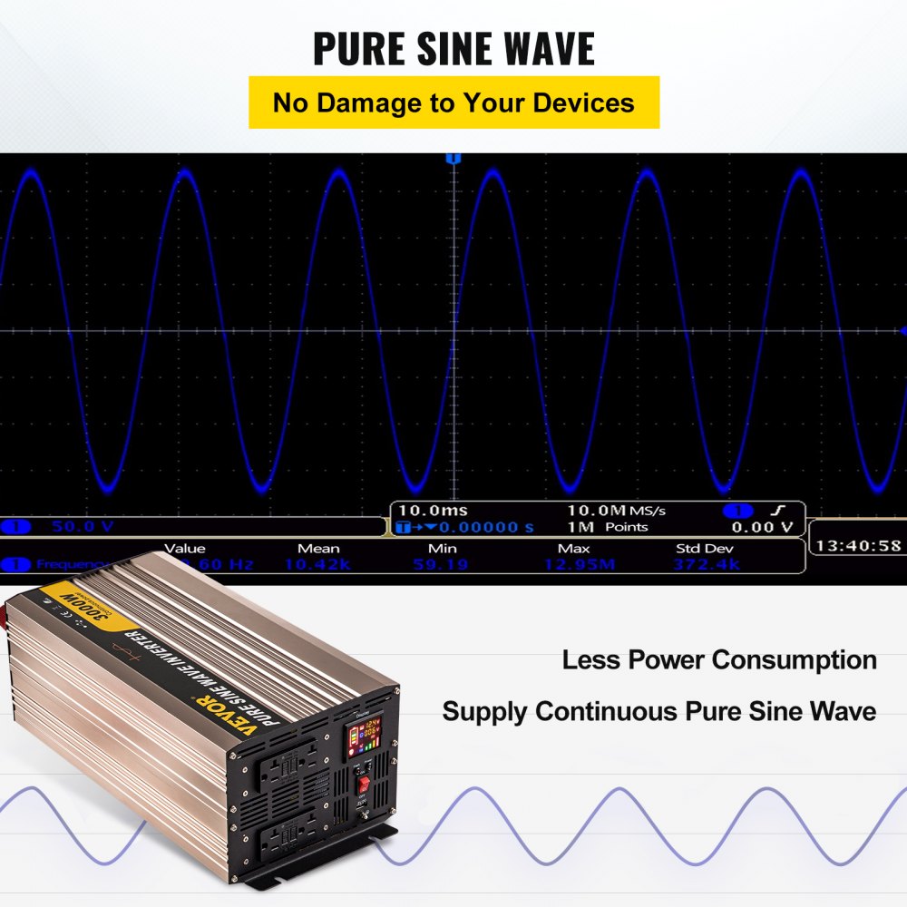 ZPX-3000W - VEVOR 3000W Pure Sine Wave Inverter for Sensitive Devices