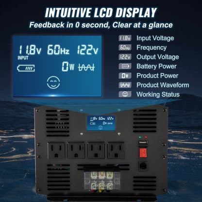 GYS-3500W - 3500W Pure Sine Wave Inverter with LCD & Remote Control