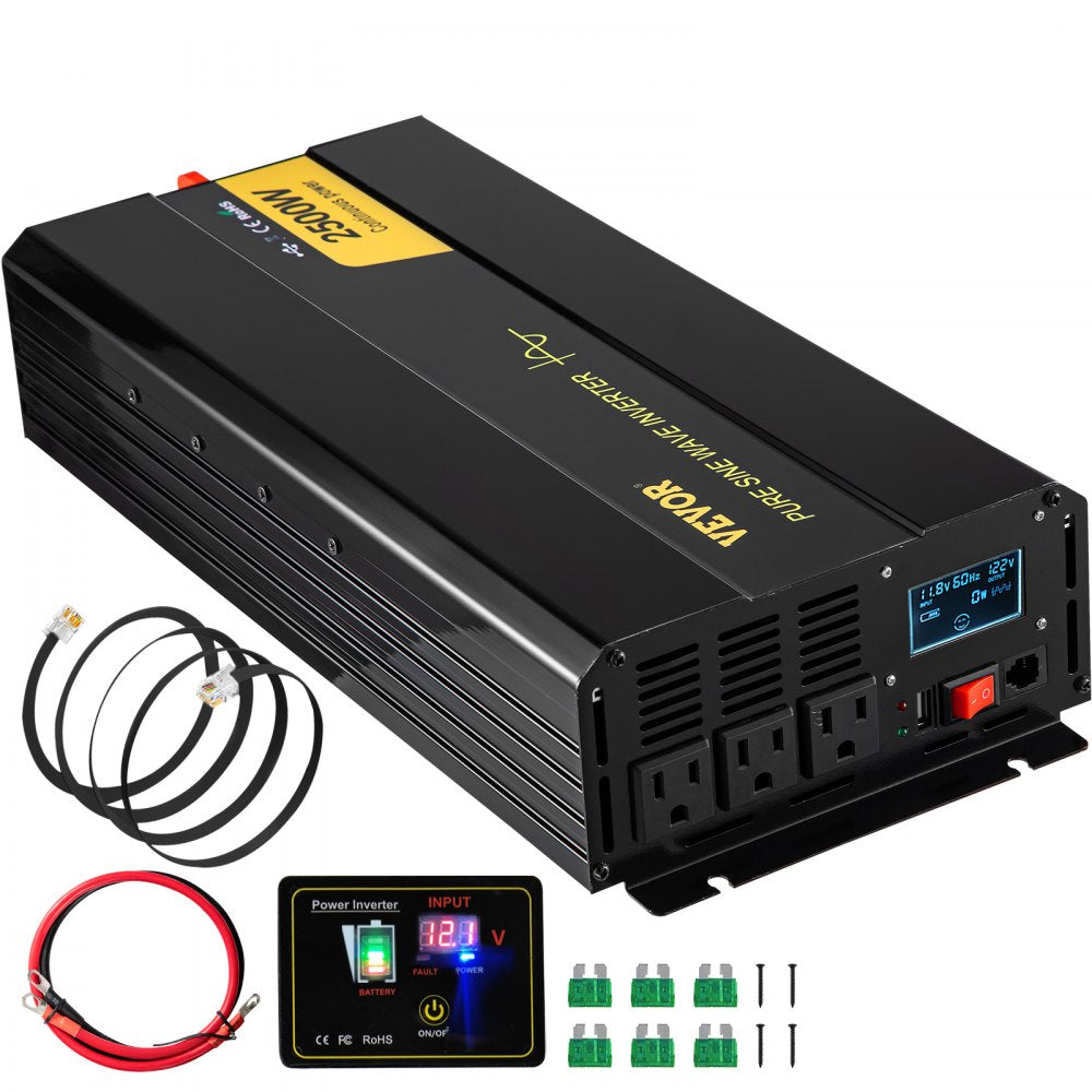 GYS-2500W - 2500W VEVOR Inverter with Remote & LCD, 12V to 120V