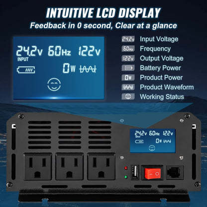 GYS-2500W - 2500W Pure Sine Wave Inverter with LCD Display and Remote Control