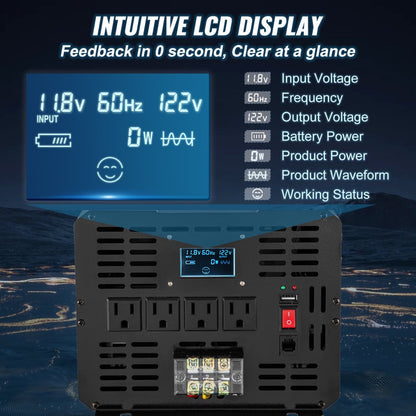GYS-5000W - Efficient 5000W Pure Sine Wave Inverter with LCD Display