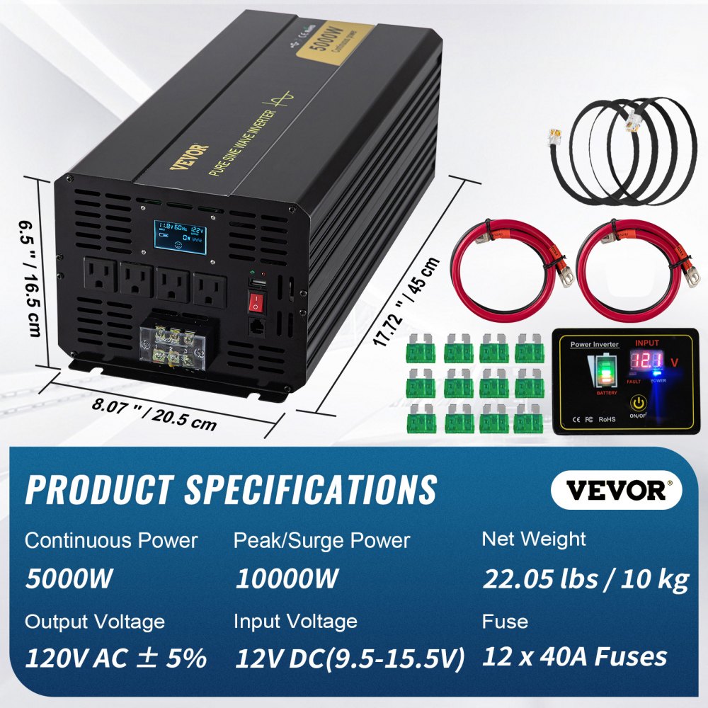 GYS-5000W - Efficient 5000W Pure Sine Wave Inverter with LCD Display