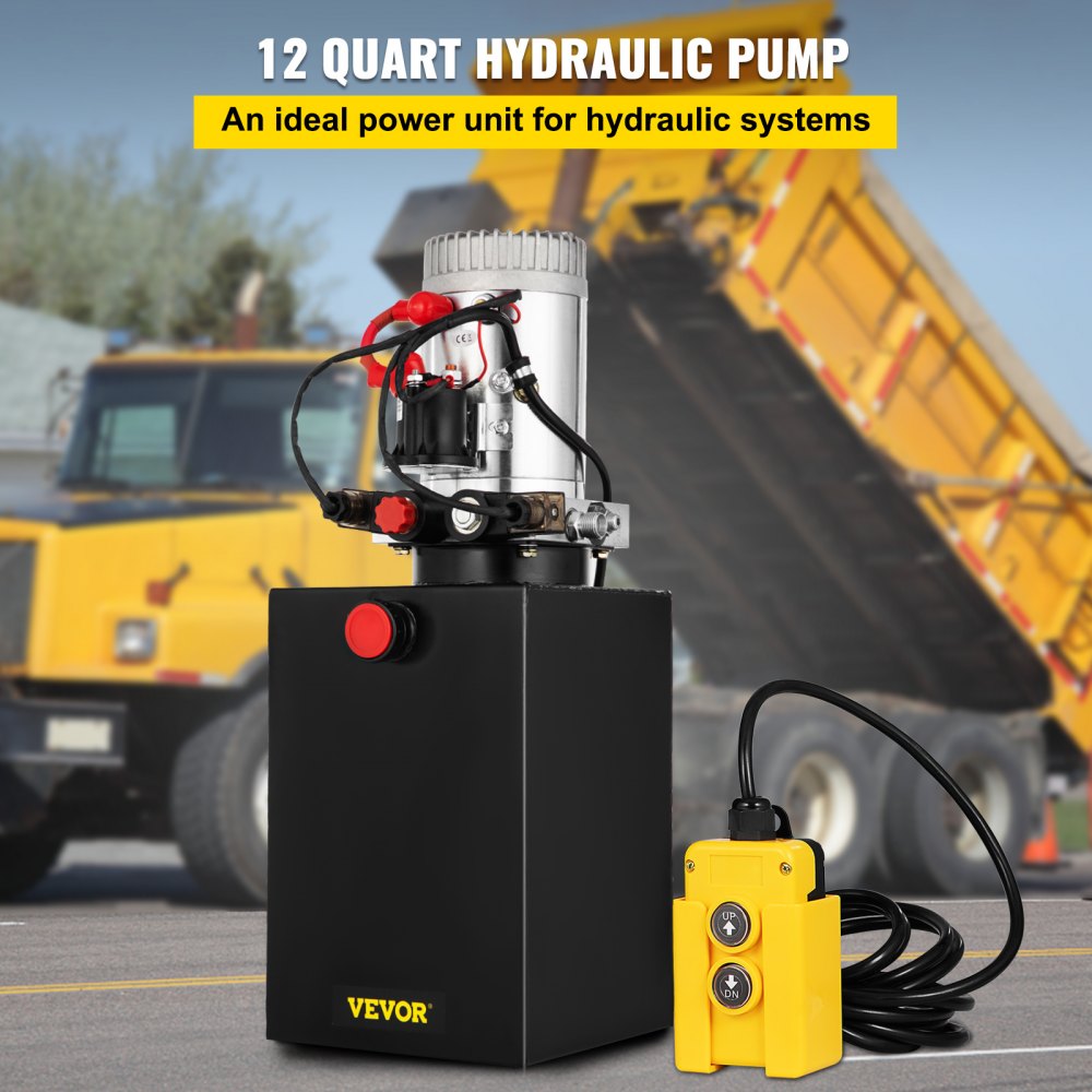 010568521069 - 12 Quart 12V Double Acting Hydraulic Pump for Dump Trailers