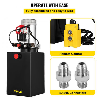 010568521069 - 12 Quart 12V Double Acting Hydraulic Pump for Dump Trailers