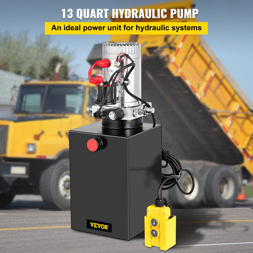 010314996039 - 12V Hydraulic Pump with 13-Quart Steel Reservoir for Dump Trailers