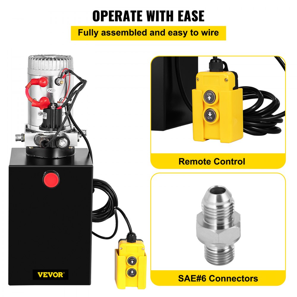 010314996039 - 12V Hydraulic Pump with 13-Quart Steel Reservoir for Dump Trailers