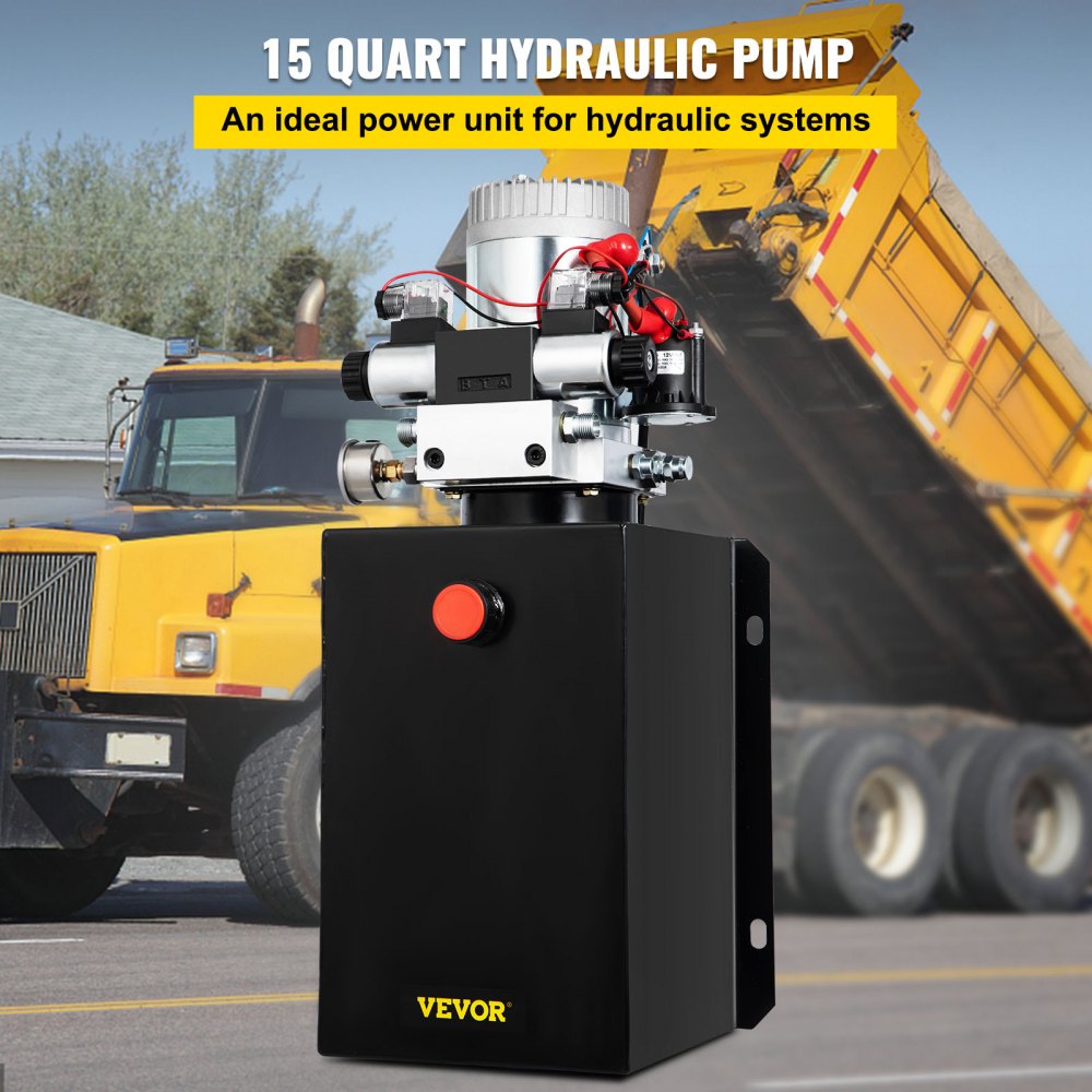 15QDAMHPWG - 15 Quart Hydraulic Pump with 12V Motor & Pressure Gauge
