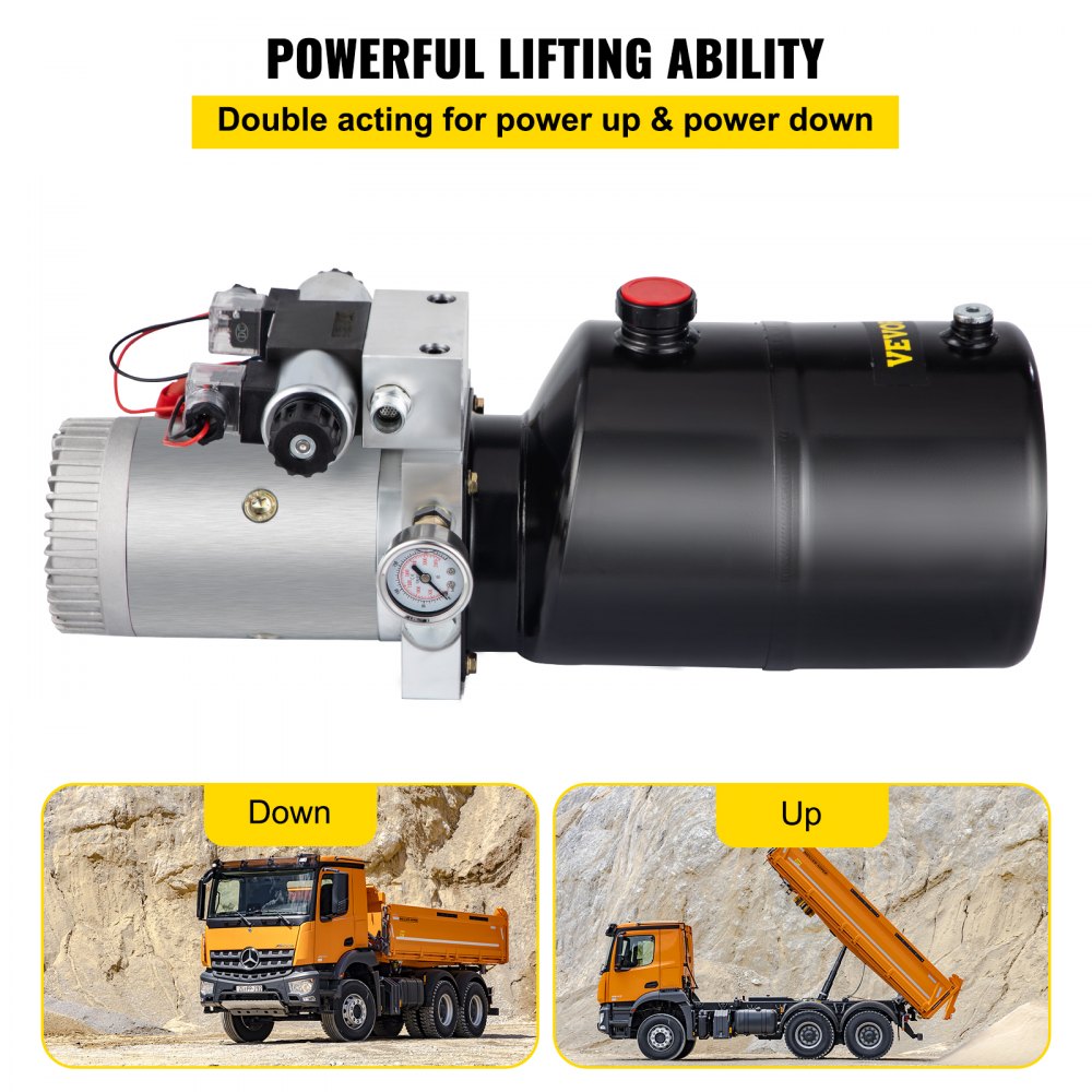 6QDAMHP - 12V Double Acting Hydraulic Pump with 6-Quart Reservoir