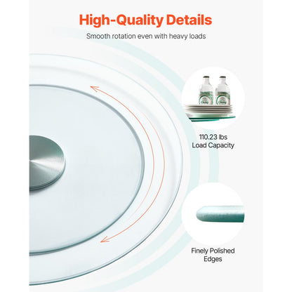 SKU002 - 20" Heat-Resistant Glass Lazy Susan Turntable for Dining