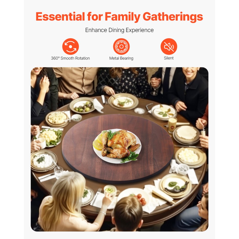 SKU001 - 24" Acacia Wood Lazy Susan Turntable for Dining Excellence