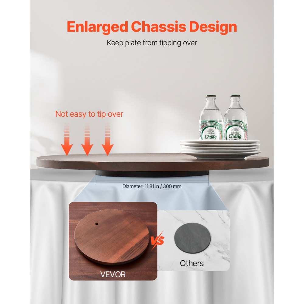 SKU001 - 24" Acacia Wood Lazy Susan Turntable for Dining Excellence