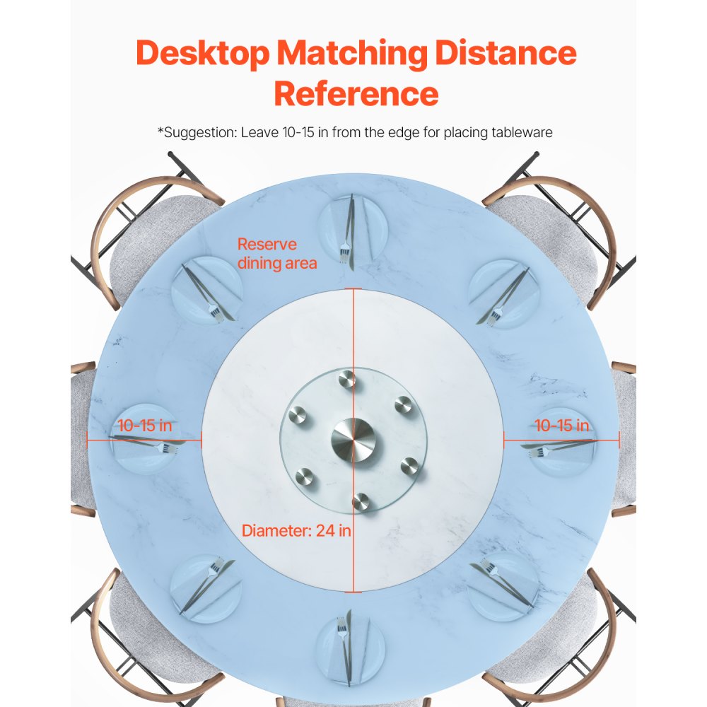 SKU004 - 360° Tempered Glass Lazy Susan Turntable with Aluminum Base