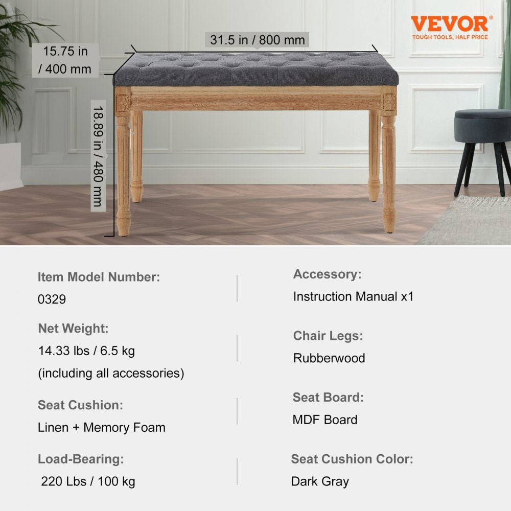 0329 - 32x16" Stylish Upholstered Bench for Compact Spaces