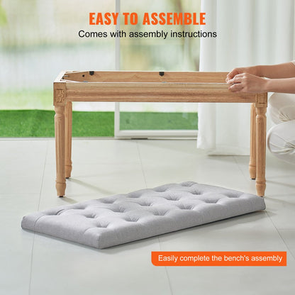 0330 - 32"x16" Beige Upholstered Bench for Multi-Room Use
