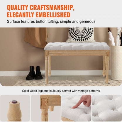 0330 - 32"x16" Beige Upholstered Bench for Multi-Room Use