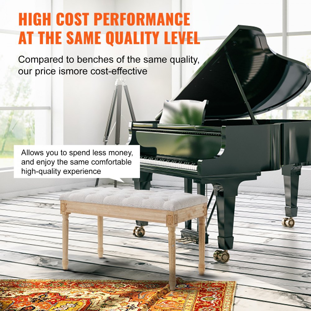 0330 - 32"x16" Beige Upholstered Bench for Multi-Room Use