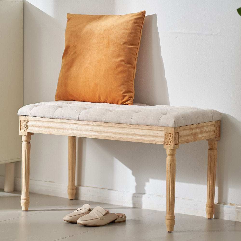 0330 - 32"x16" Beige Upholstered Bench for Multi-Room Use