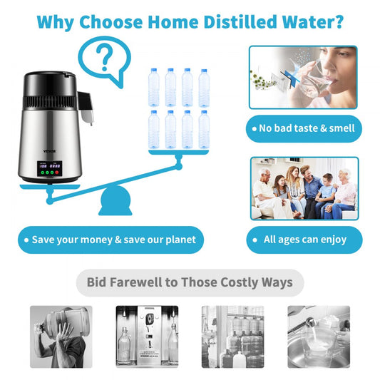 YMK40208 - 1.1 Gal Stainless Steel Water Distiller with 0-99H Timer