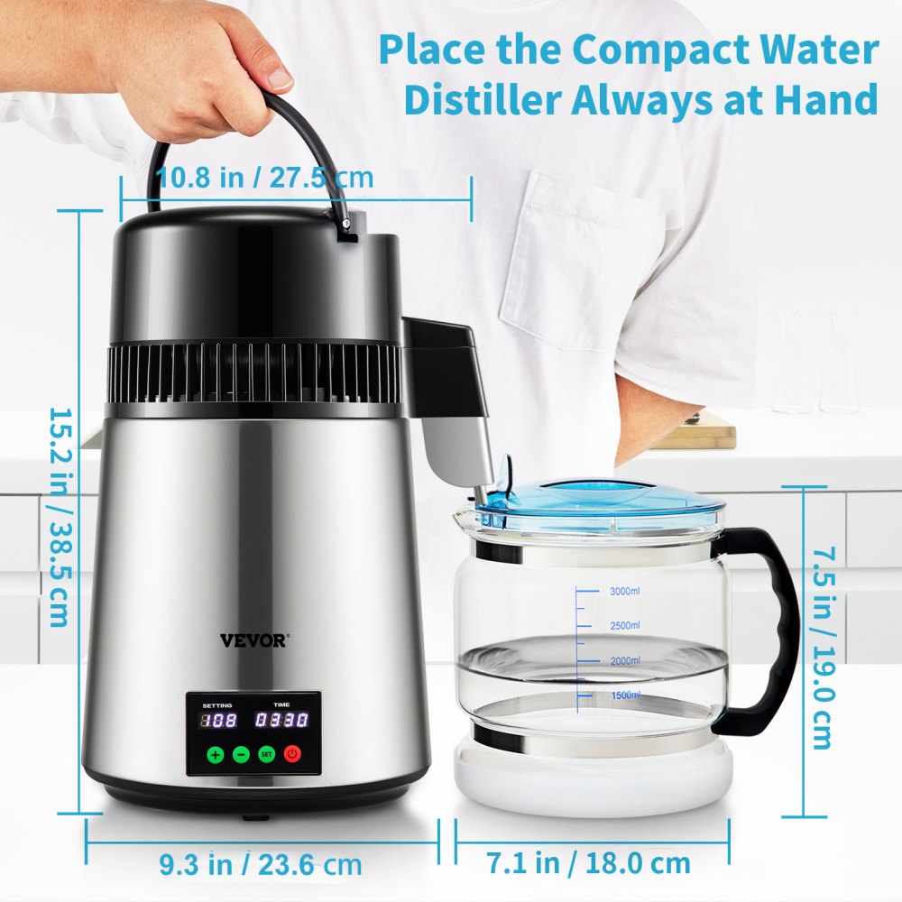 YMK40208 - 1.1 Gal Stainless Steel Water Distiller with 0-99H Timer