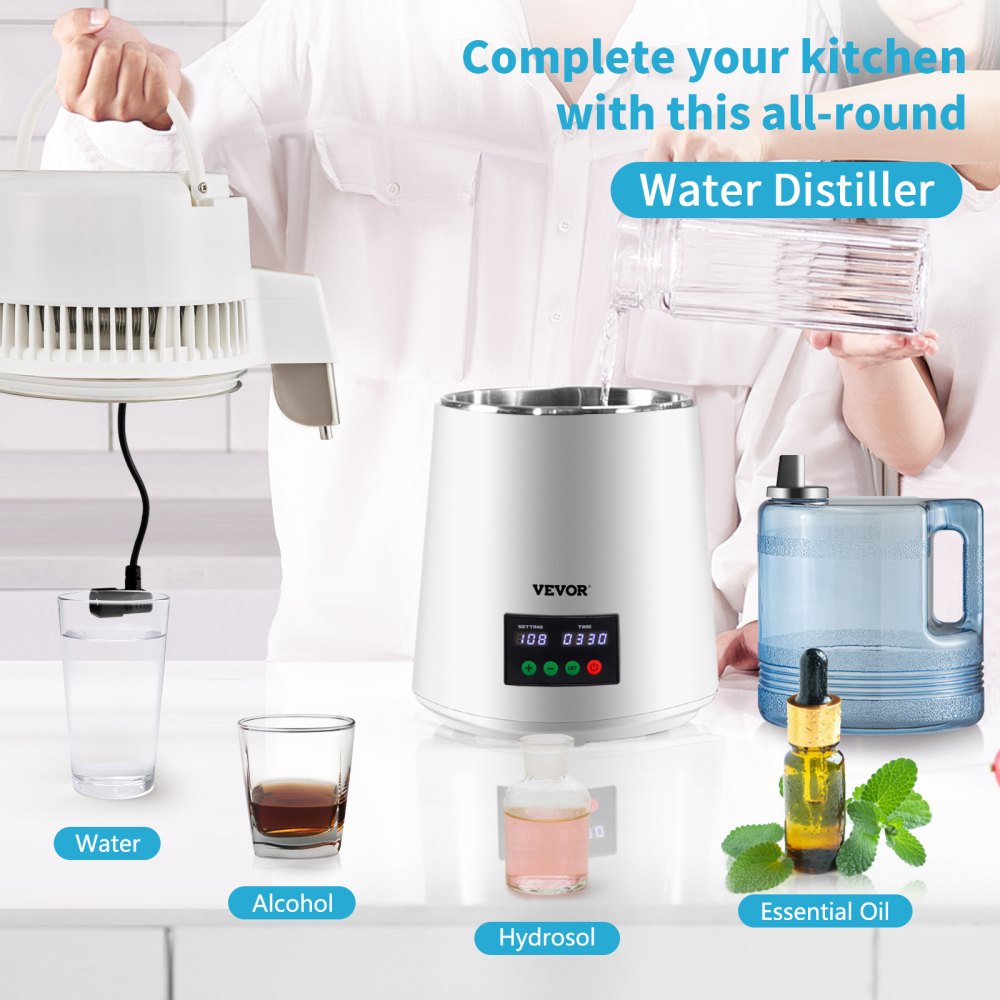 YMK40208 - Compact 0.3 Gal Water Distiller for Pure Drinking & More