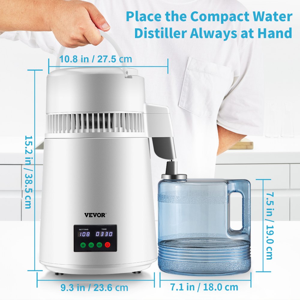 YMK40208 - Compact 0.3 Gal Water Distiller for Pure Drinking & More