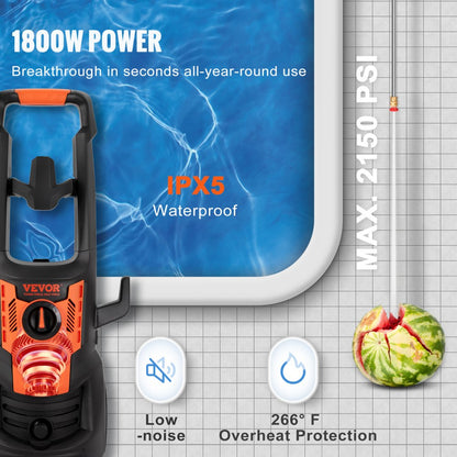 HRH13P - 2150 PSI VEVOR Electric Pressure Washer with 26ft Hose