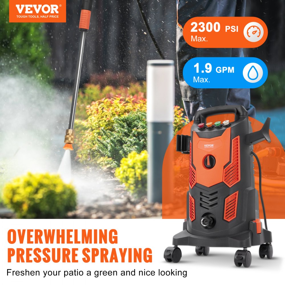 HWT23P - 2300 PSI Electric Pressure Washer for Home & Patio Cleaning