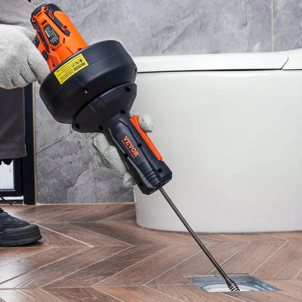 CDC504-12A - 12V Electric Drain Auger for Pipe Clearing, 25ft Length