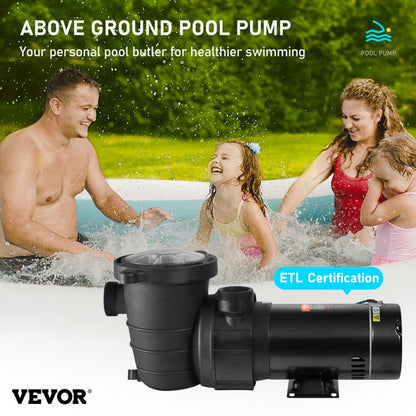 VVPS120BUS - 2.0HP Pool Pump with 5400 GPH Flow Rate and Thermal Protection