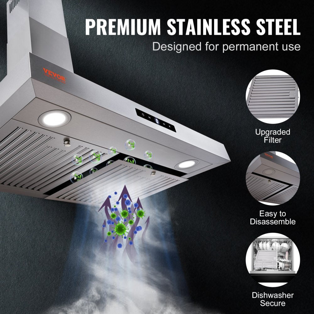TD0975G-CC-I1 - Stainless Steel Wall Mount Range Hood with LED Lights