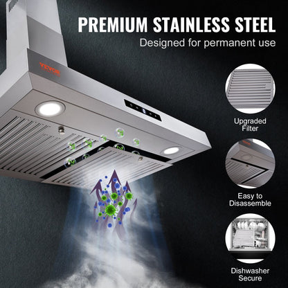TD0975G-CC-I1 - Stainless Steel Wall Mount Range Hood with LED Lights