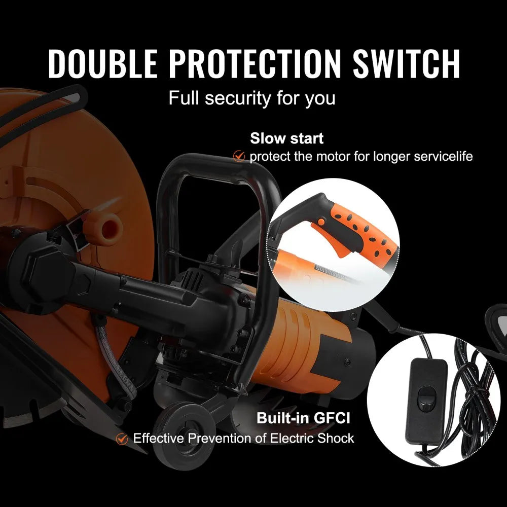 DC355 - 14" VEVOR Electric Concrete Saw with 5" Depth & 3200W Motor