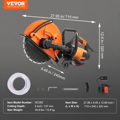 DC355 - 14" VEVOR Electric Concrete Saw with 5" Depth & 3200W Motor